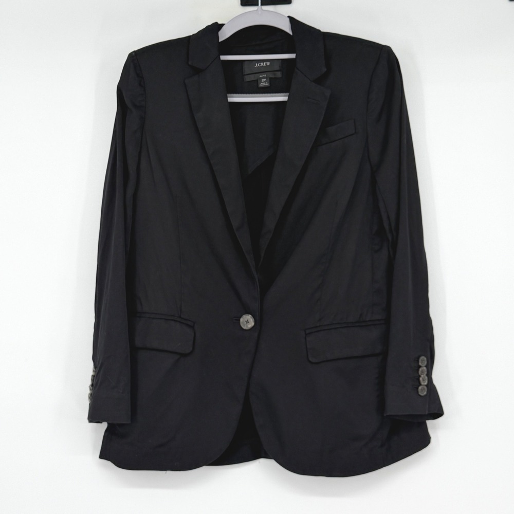 J.Crew Alfie Blazer Black Lyocell Single Button Jacket 2P Work Minimalist Career